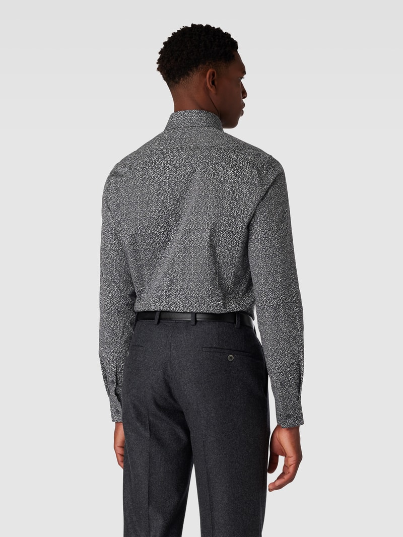 Business-Hemd mit Allover-Muster Modell 'Bari' in schwarz