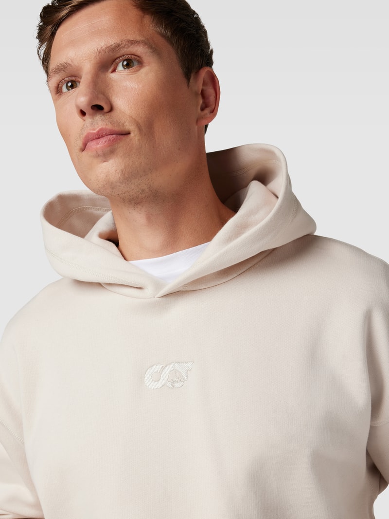 Hoodie mit Logo-Stitching Modell 'SEOVA' in stein