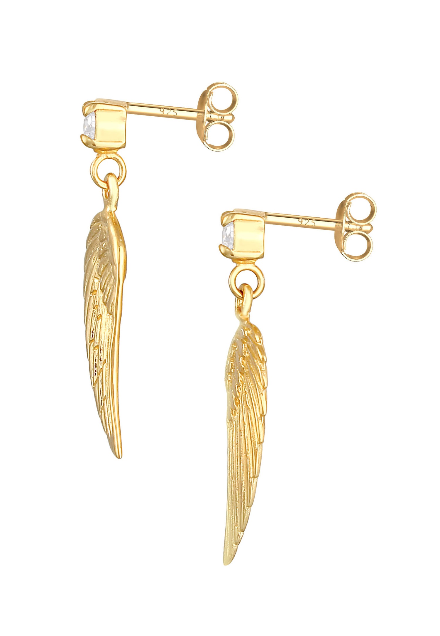 Ženske naušnice Nenalina Wings Lucky Charm, značenje vjere, s kubnim cirkonima, od 925 sterling srebra