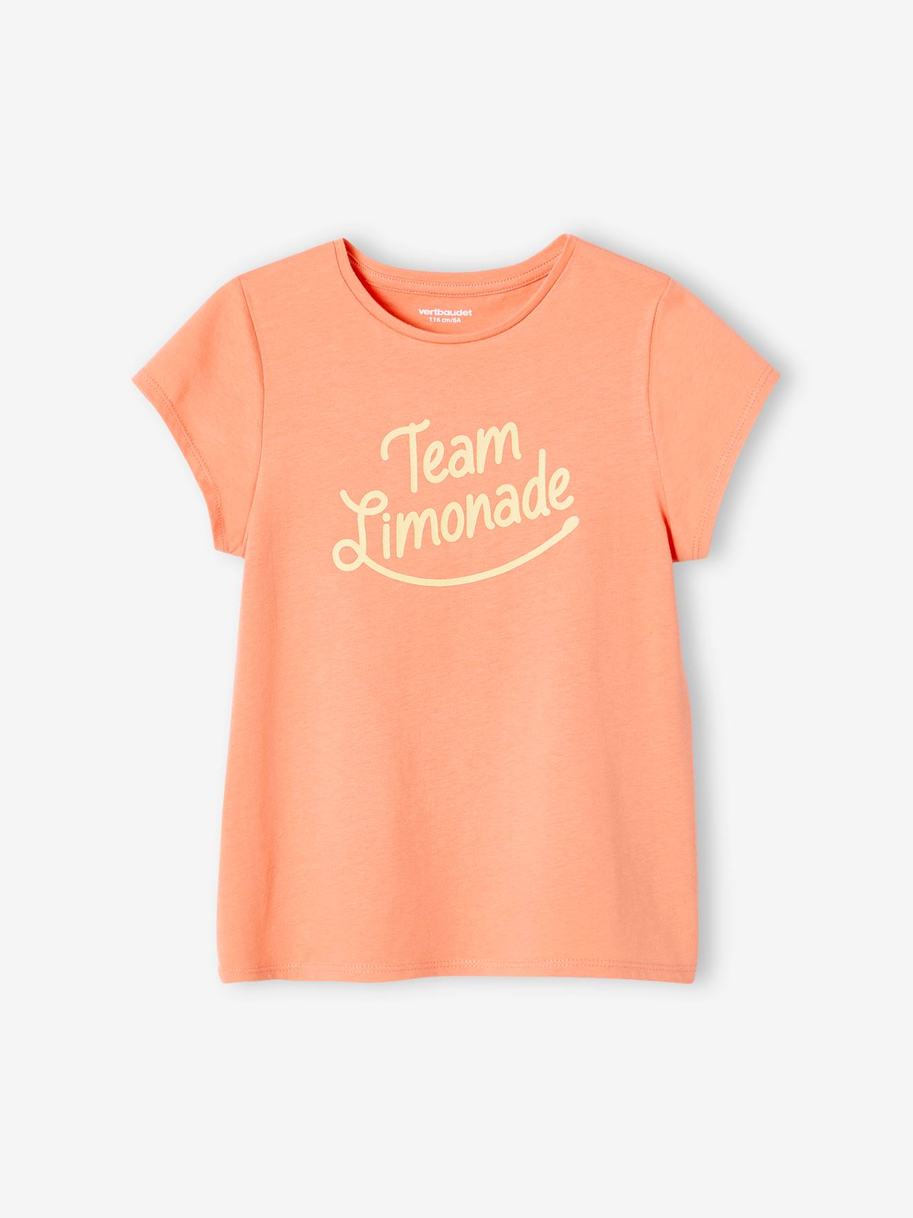 Tee-shirt à message Basics fille corail