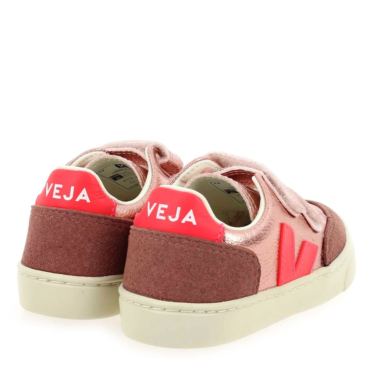 Veja  SMALL V12 VELCRO - Rose Fluo