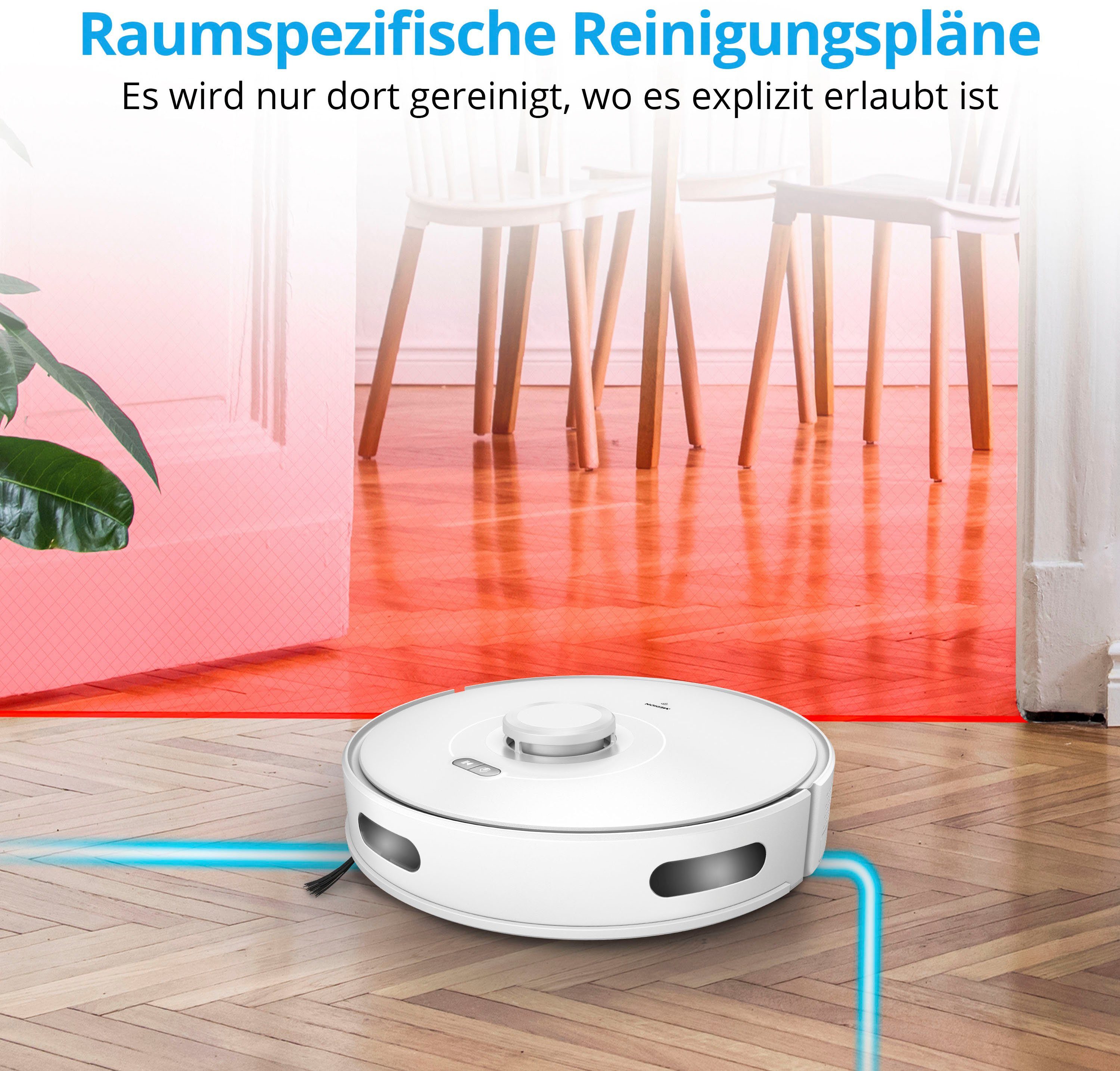 Medion® Saugroboter X10 SW, mit Lasernavigation und Wischfunktion, 20 W, 2.700Pa Saugkraft, 2in1 Roboterstaubsauger, präzise Kartenerstellung