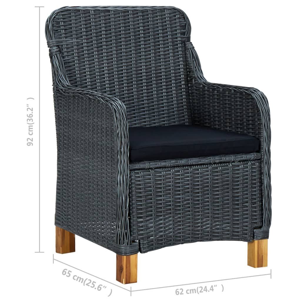vidaXL Gartenstuhl Gartenstühle mit Kissen 2 Stk. Poly Rattan Dunkelgrau (2 St)