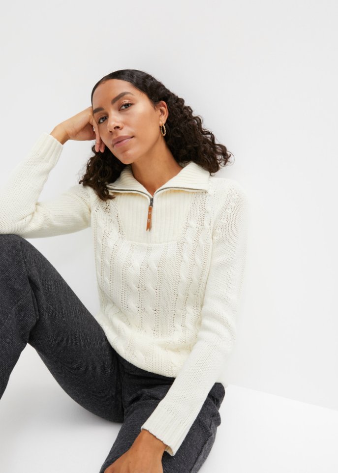 Troyer Pullover mit Zopfmuster