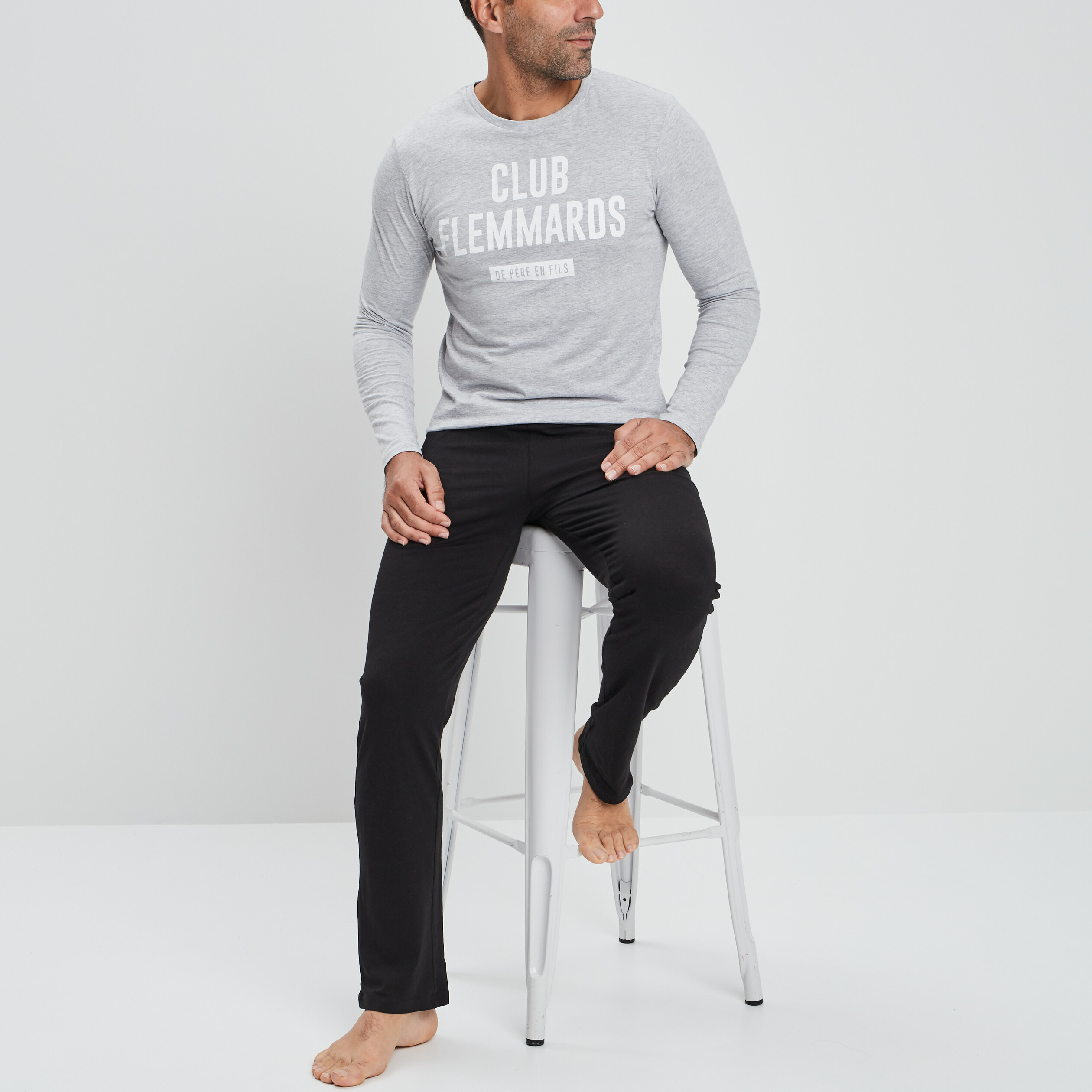 Ensemble pyjama 2 pièces gris clair homme | La Halle
