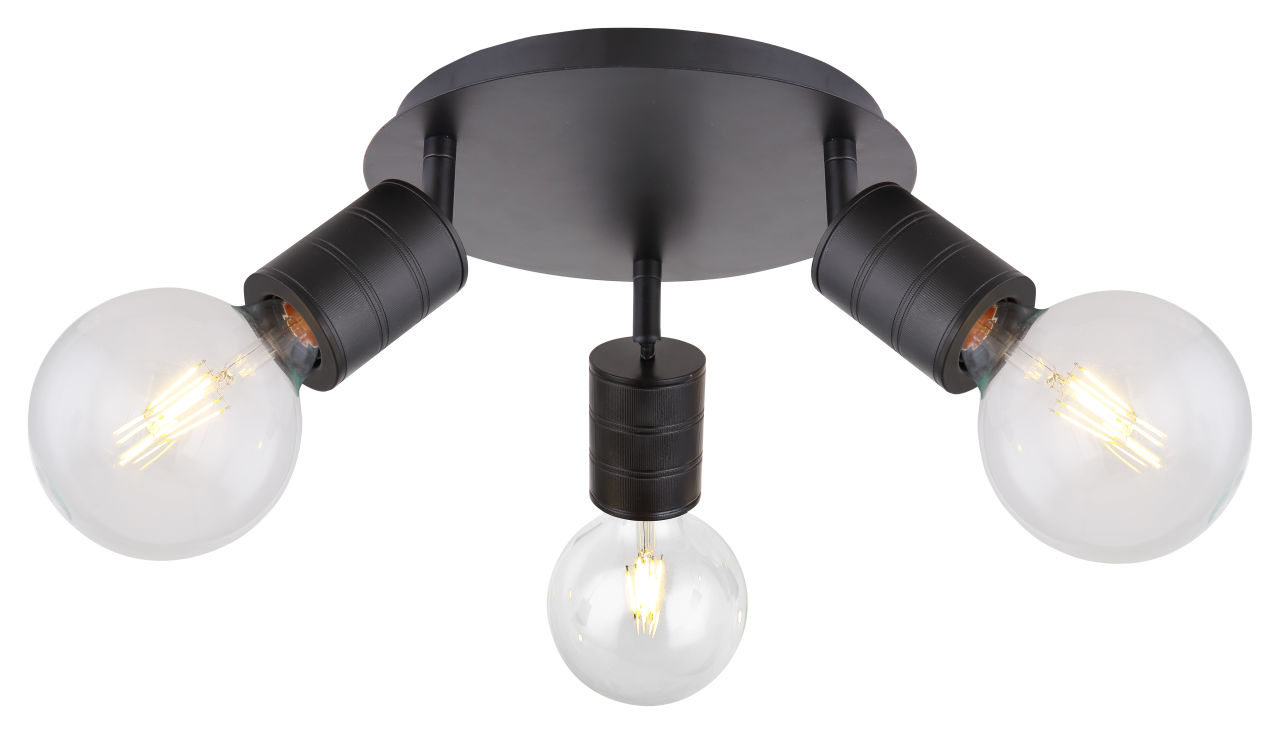 Globo Lighting - HERMINE - Strahler Metall schwarz, 3x E27