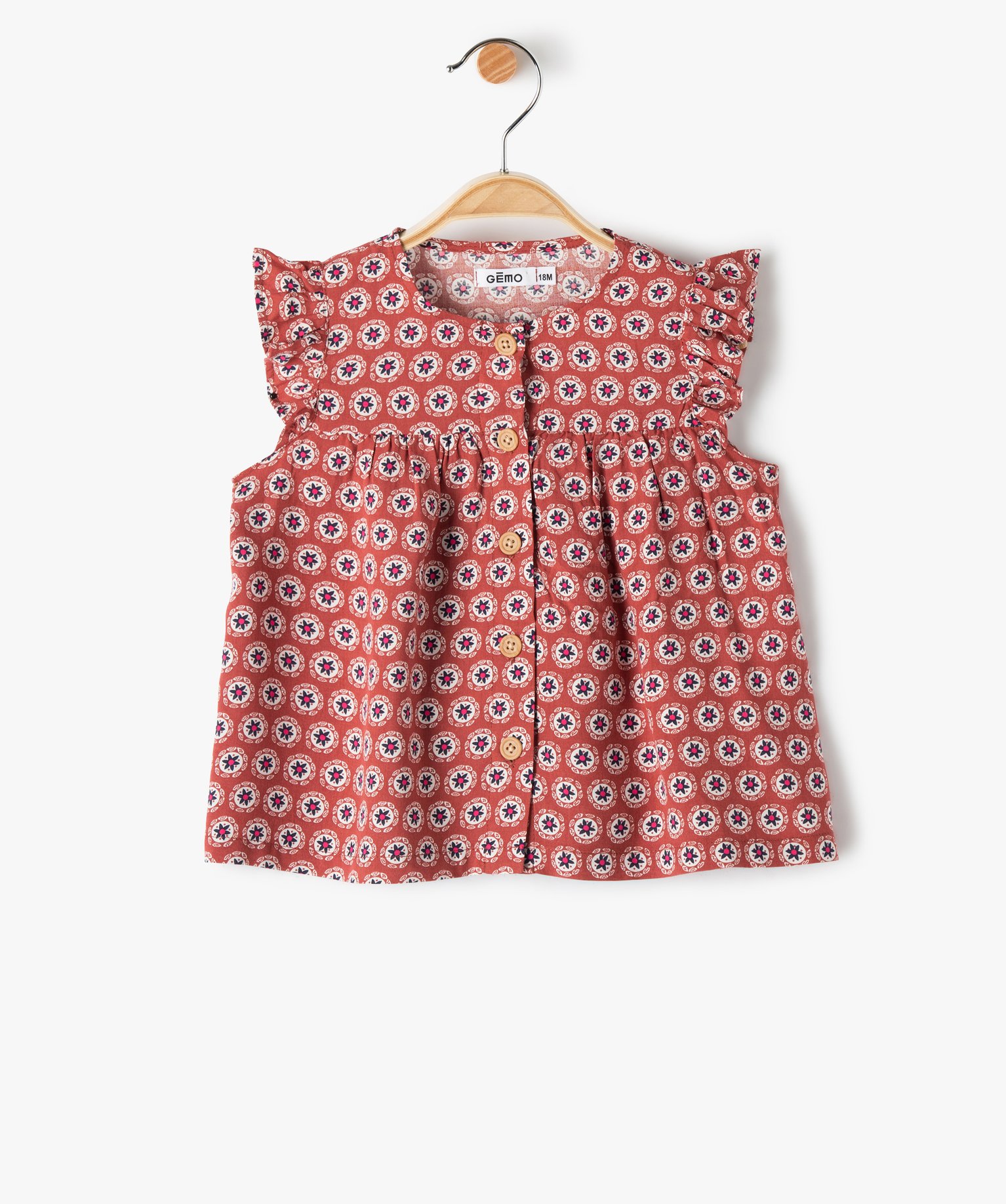 Blouse bébé fille sans manches à motifs rose | GEMO