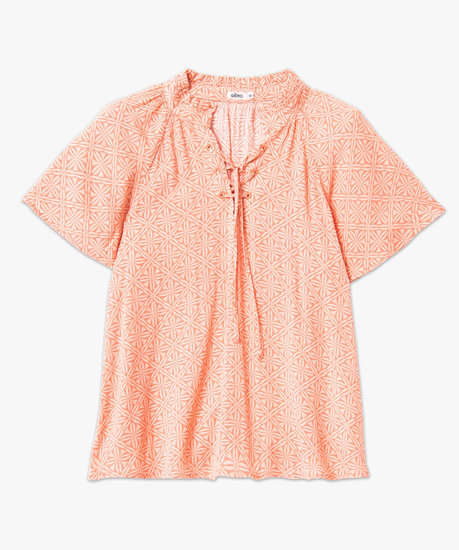 Blouse à manches courtes en crêpe de viscose imprimé femme imprime | GEMO