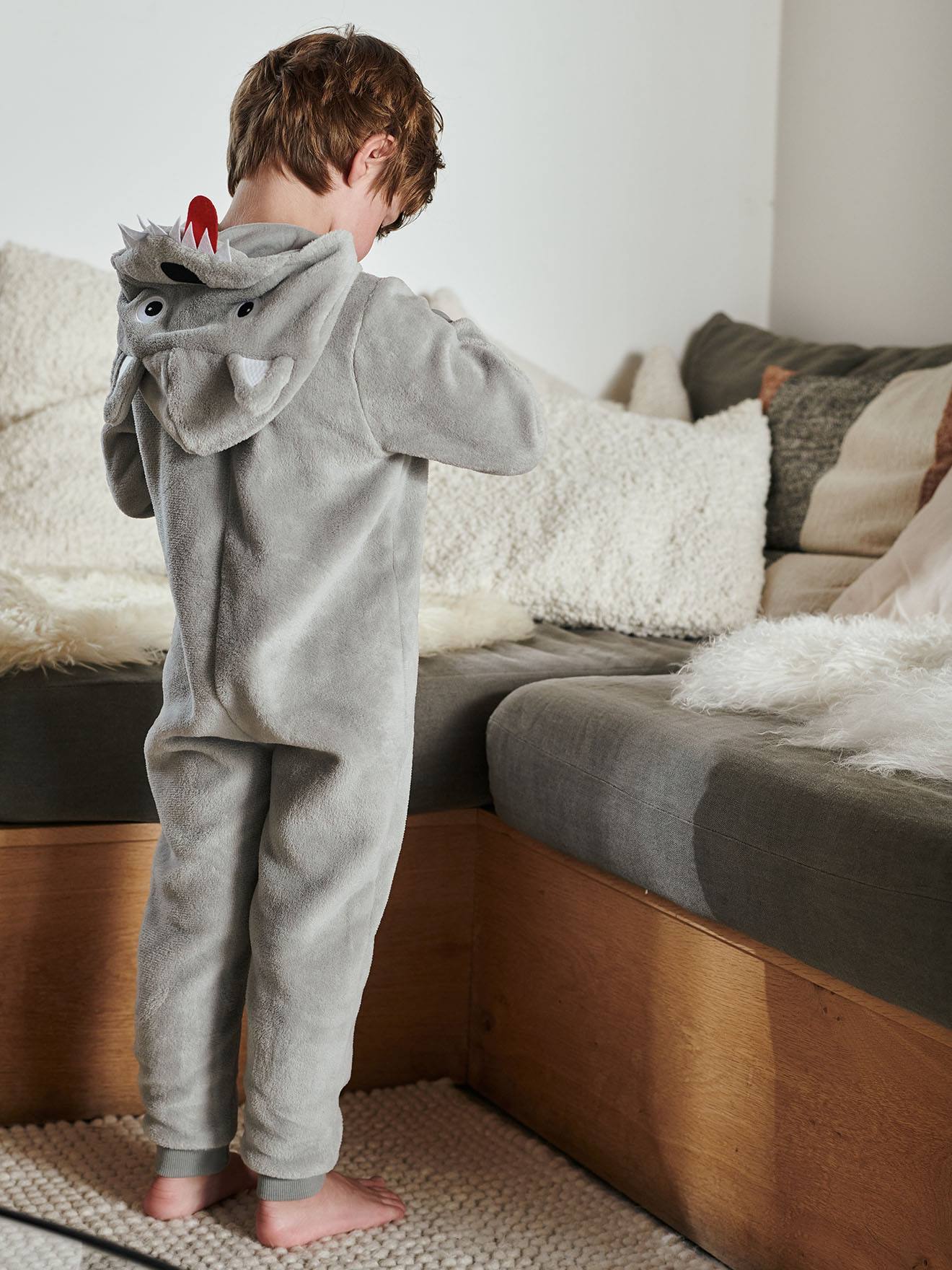 Vertbaudet Jungen Overall/Onesie, Wolf - hellgrau