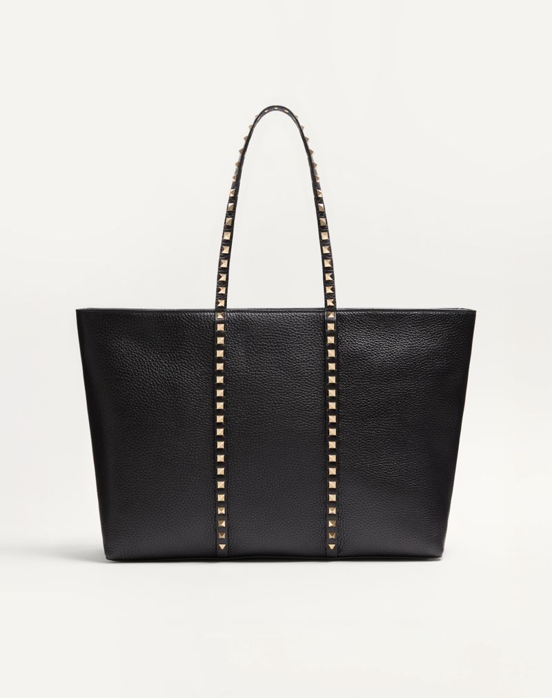 Bolsa Valentino Garavani Rockstud Shopping Bag em couro de bezerro granulado