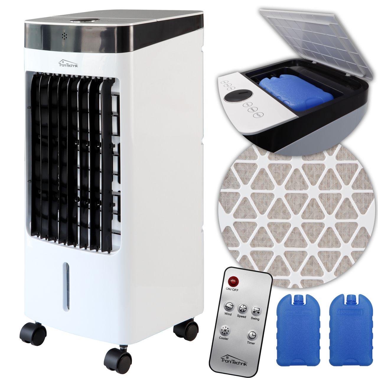TroniTechnik Luftkühler LK04 Ventilator, inkl. Fernbedienung und Luftfilter