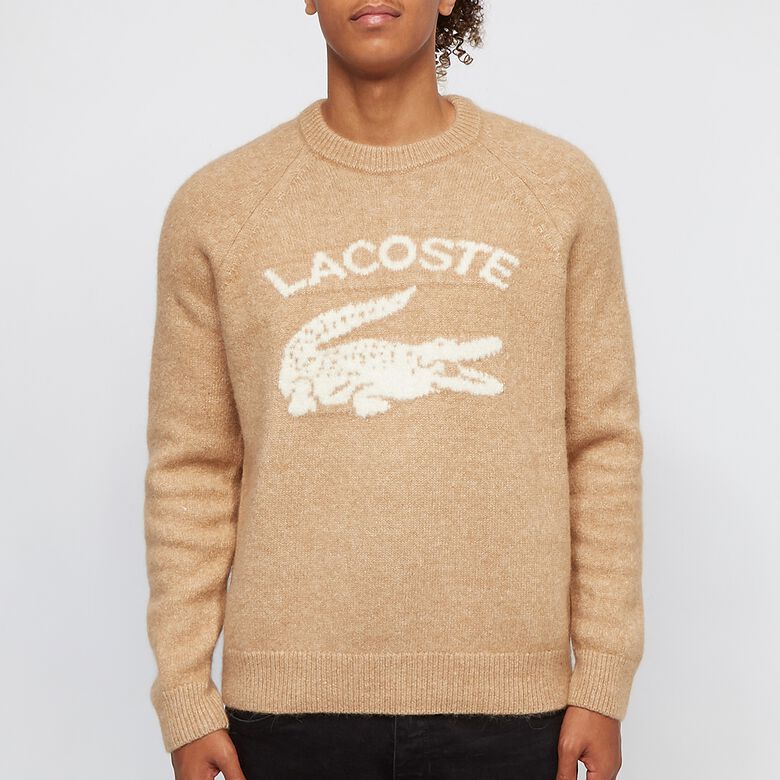 Lacoste Front Print Mohair Sweater beige