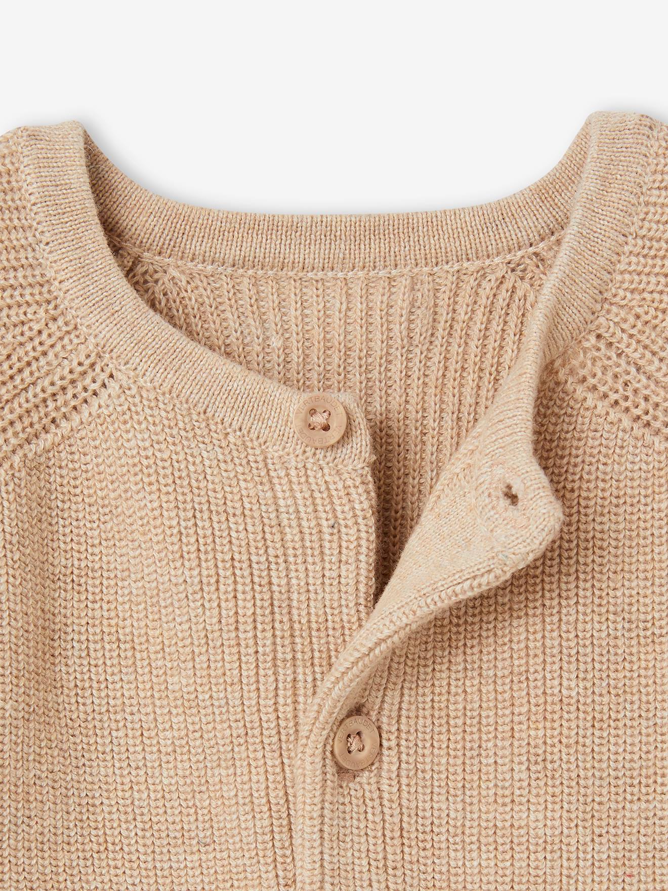 Vertbaudet Baby Strick-Set: Strickjacke, Hose & Schühchen Oeko-Tex - beige meliert