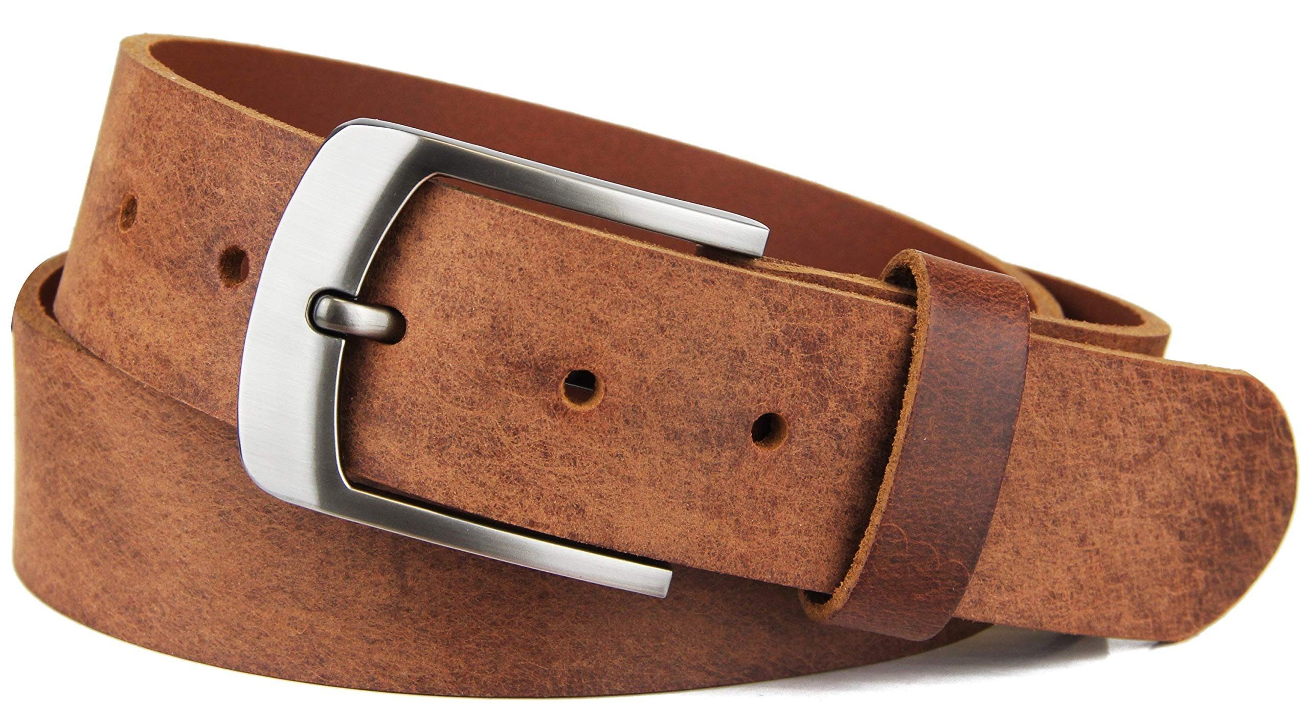 Frentree Ledergürtel aus 100% Echtleder, MADE IN GERMANY 3,8 cm breiter Gürtel aus Leder, kürzbar, Braun