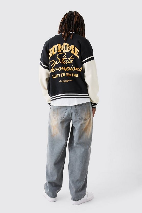 Kastige bestickte Jersey-Jacke