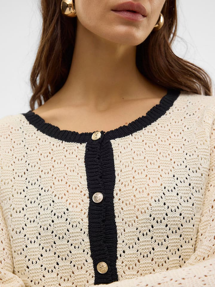 Vero Moda Cardigan in Beige/ Schwarz günstig kaufen