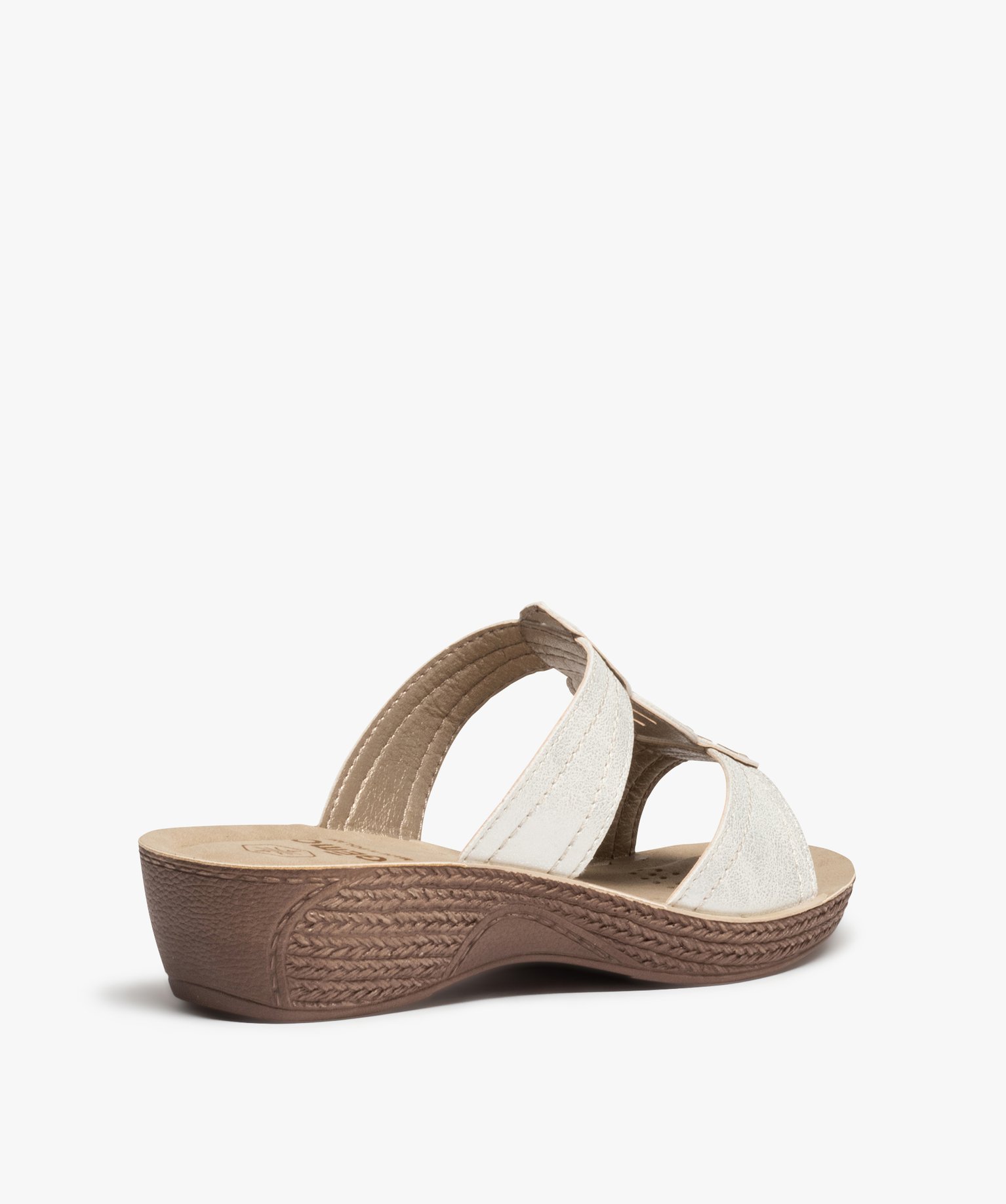 Mules femme confort dessus à brides ornées de strass blanc | GEMO