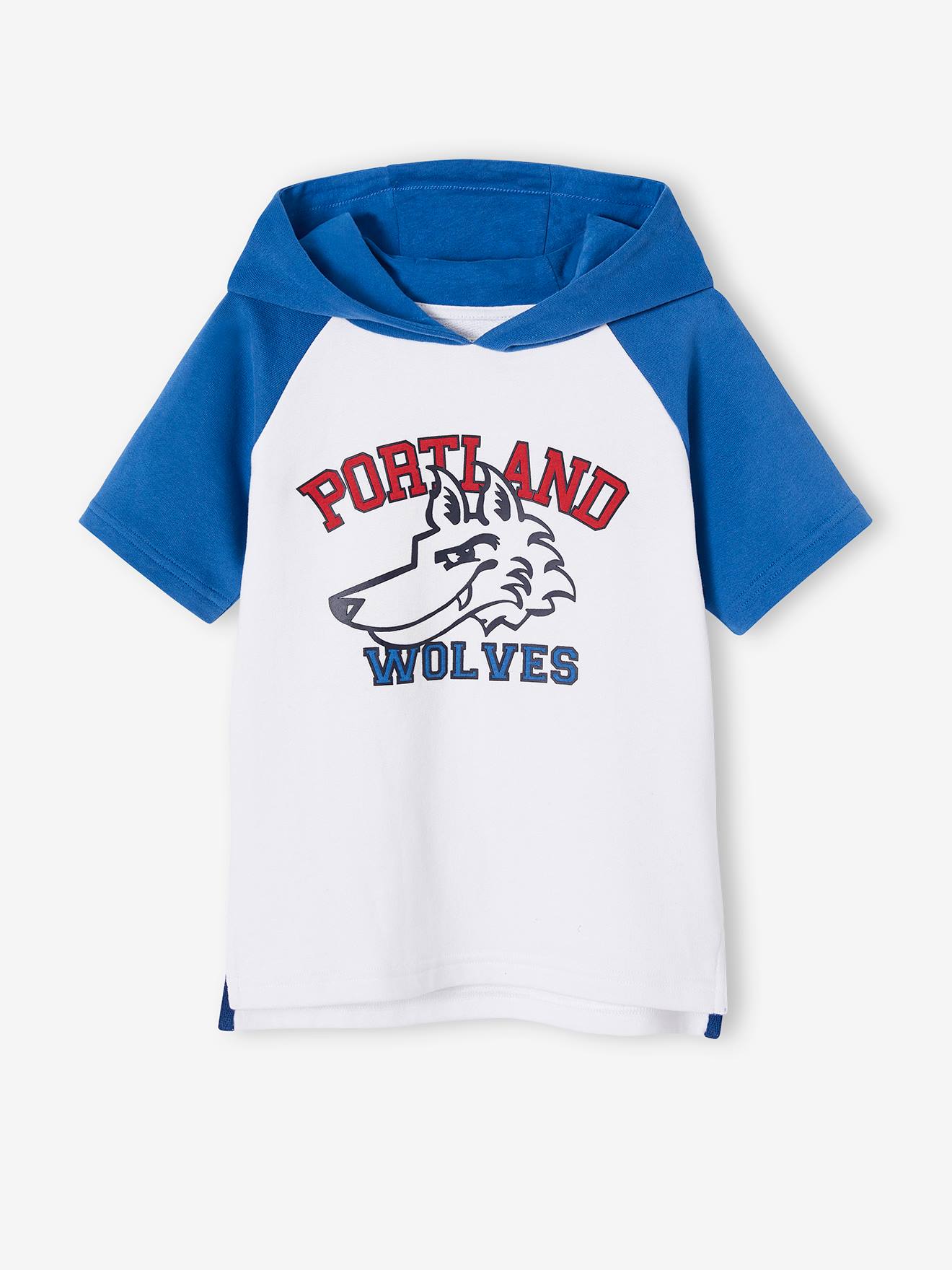 Sweat à capuche sport team Portland garçon manches courtes blanc