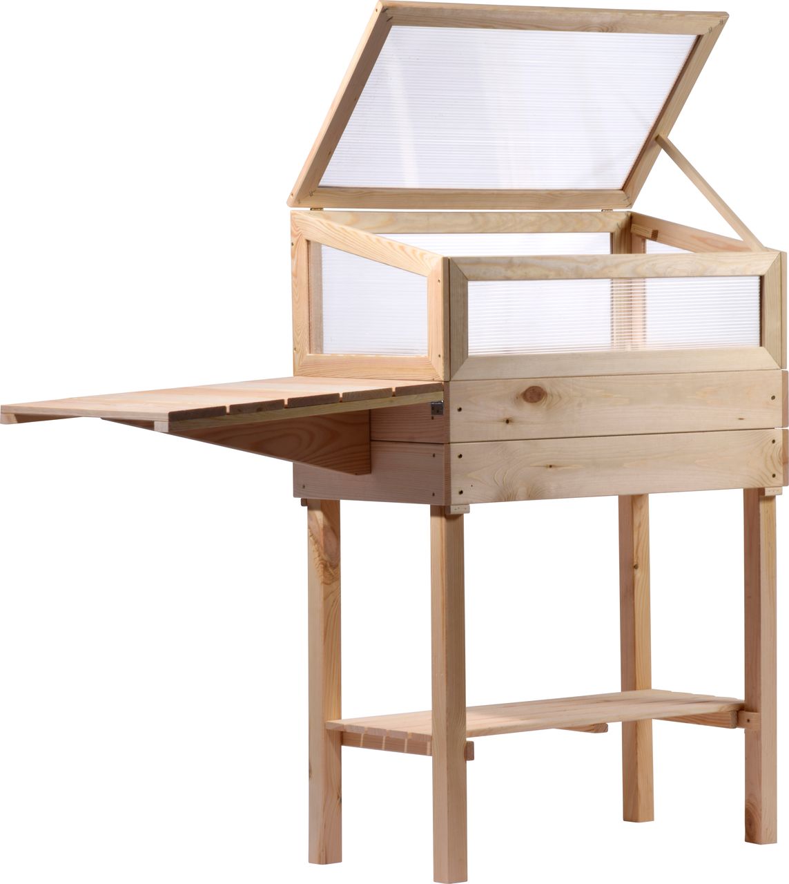 dobar Hochbeet mit Polycarbonat-Aufsatz und Ablagefläche S
