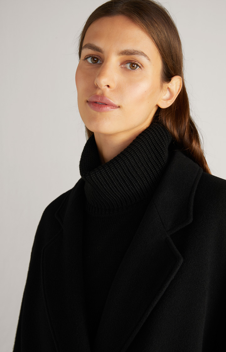 Wool-Mix-Mantel in Schwarz