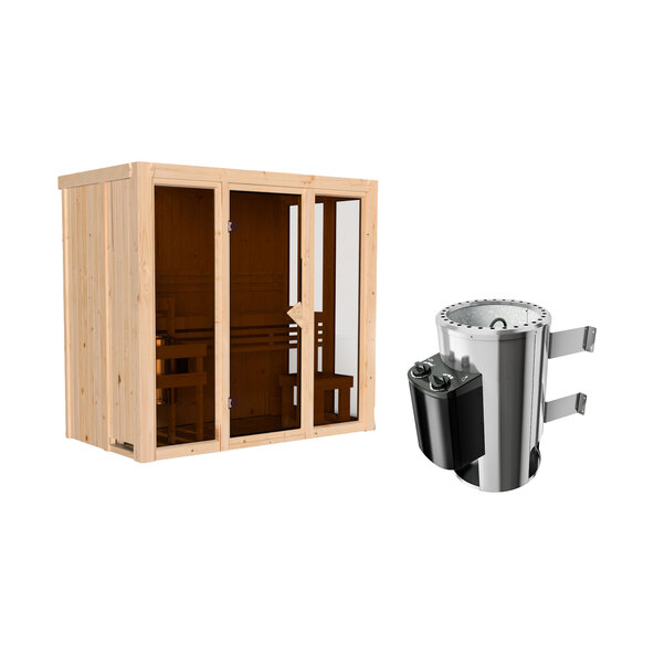 Sauna Ida 2 mit Ofen, 3,6 kW, naturbelassen