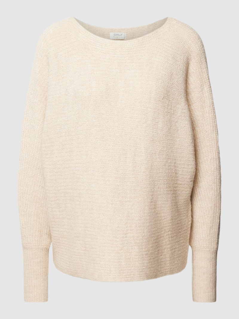 Strickpullover mit Rundhalsausschnitt Modell 'DANIELLA' in beige meliert