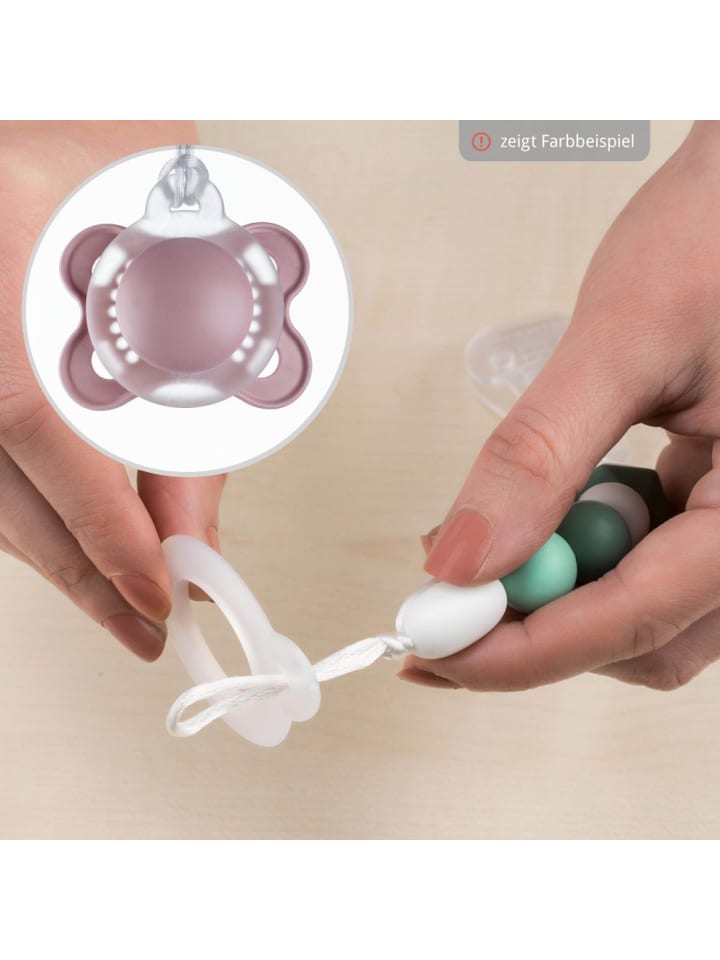 MiaMia Schnullerkette mit Silikon-Perlen & Gummiring inkl. in rosa,grau günstig kaufen onesize