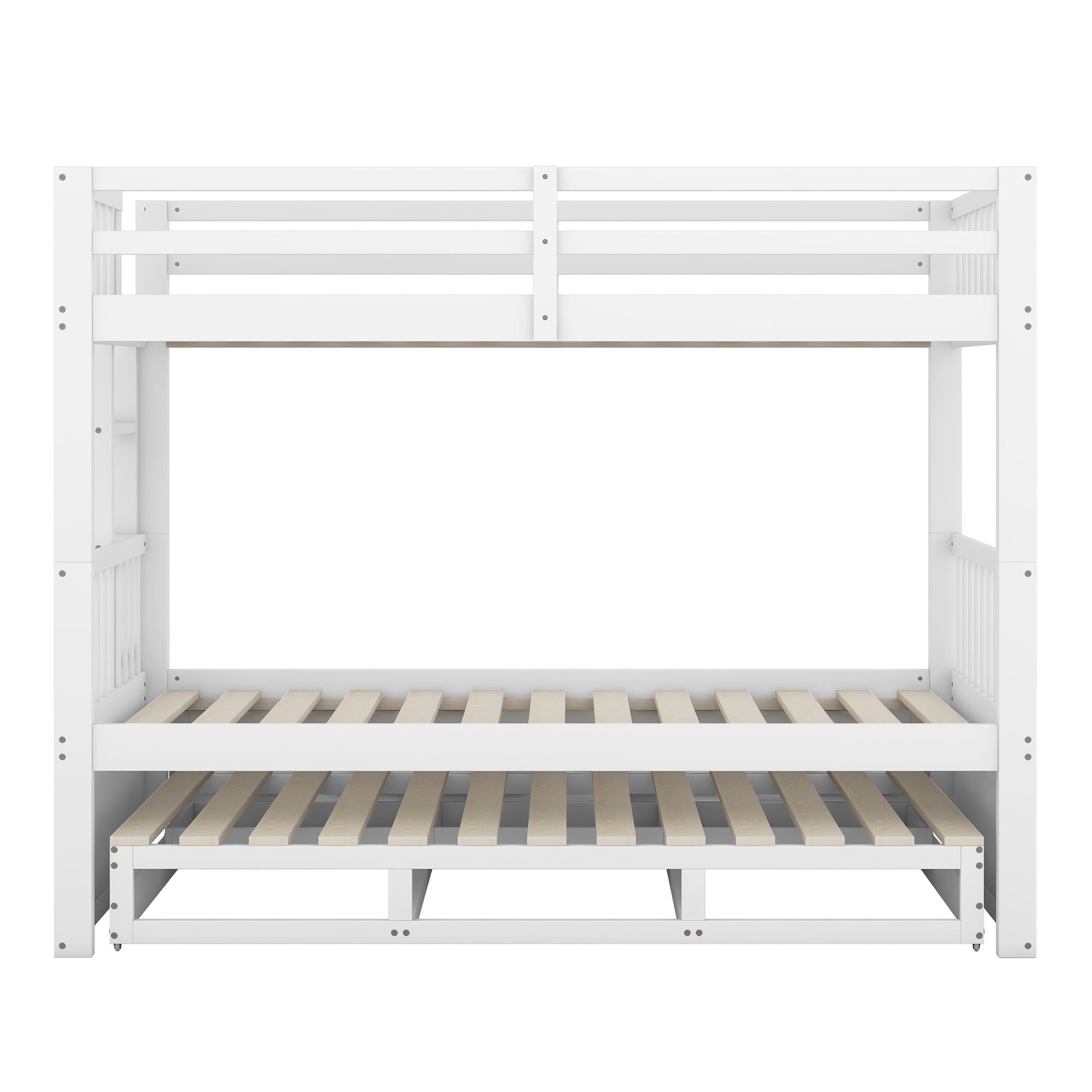 REDOM Bett Etagenbett Kinderbett Hausbet Einzelbett (Bettgestell aus Kiefer und MDF mit Leiter undausziehbarem Bett, 3 Schubladen), 90x200cm, Matratze nicht enthalten