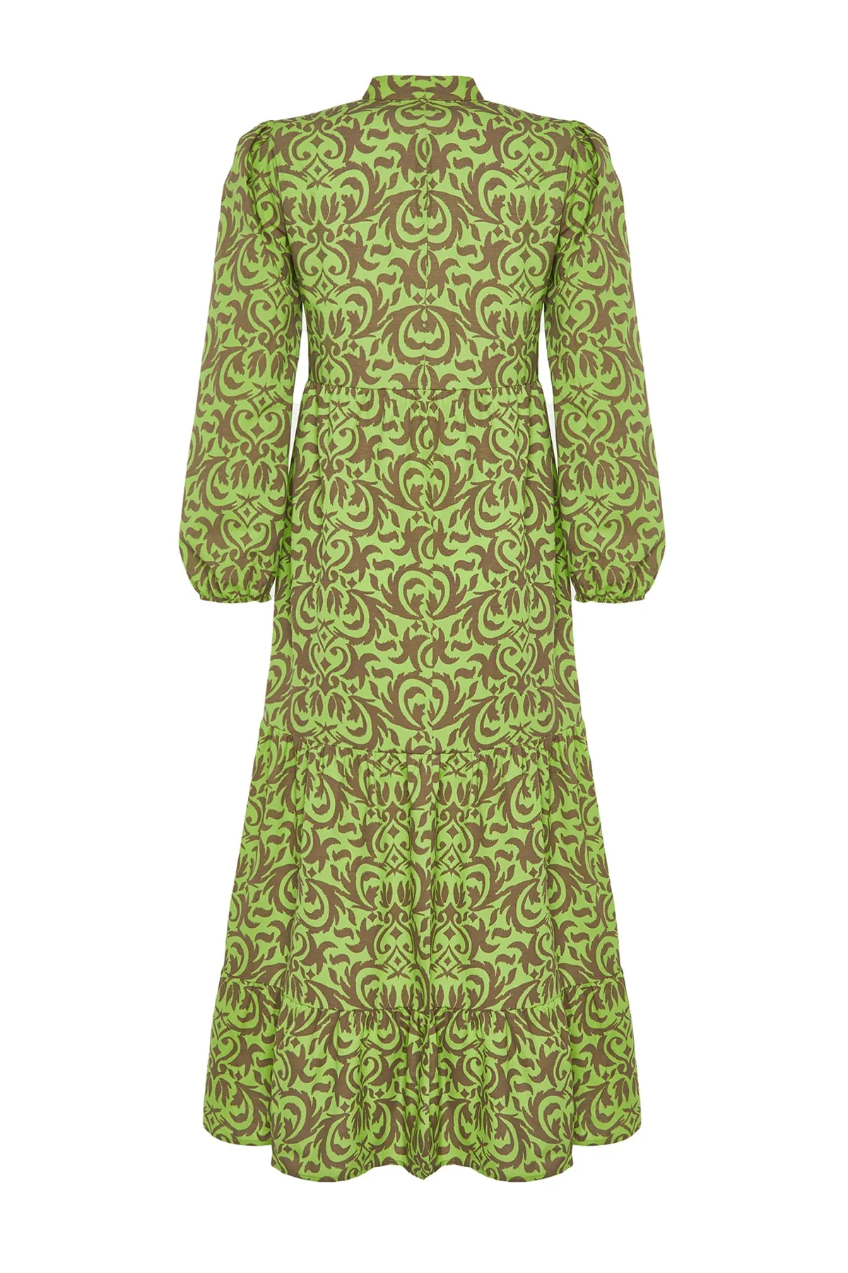 Trendyol Modest  Ölgrünes, bedrucktes, halblanges Kleid aus gewebter Baumwolle mit weiter Passform TCTSS23EB00222