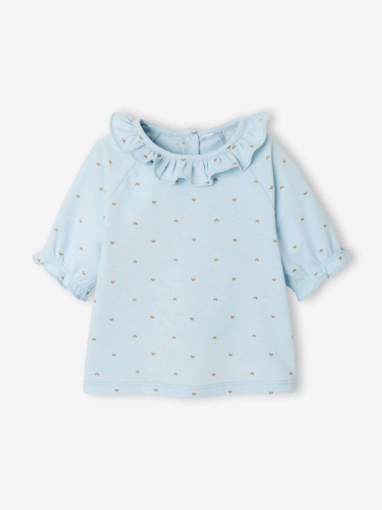 T-shirt à collerette bébé rose imprimé