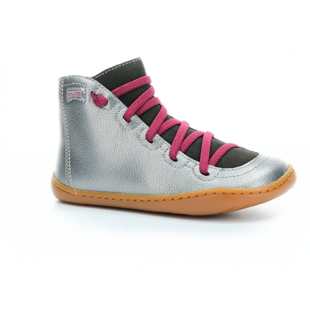 Camper Peu Cami Gust. Gunmetal, Meteor (90085-083) silberne Barfuß-Stiefeletten