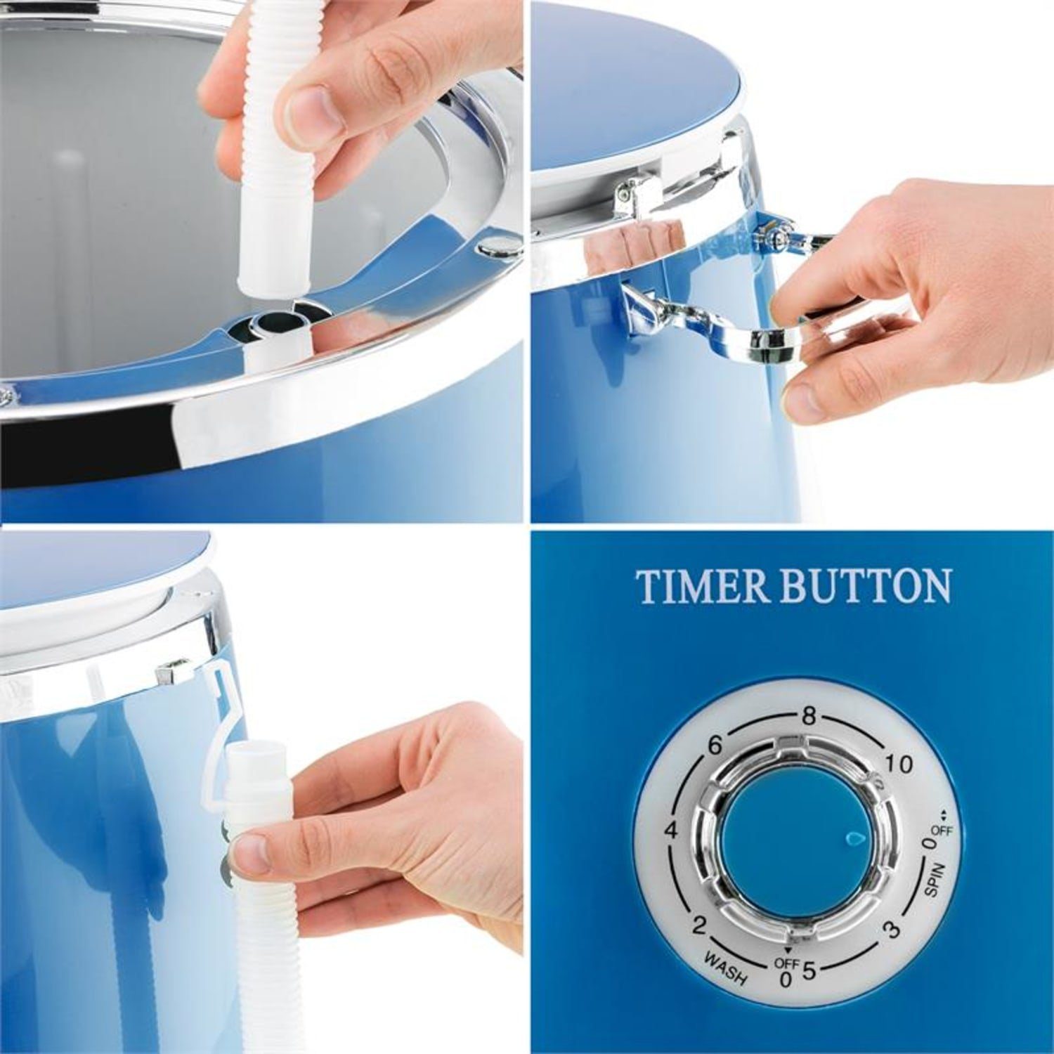 ONECONCEPT Wäscheschleuder Ecowash-Pico Mini-Waschmaschine Schleuderfunktion 3,5 kg 380W blau, 1320 U/min, 3.5 kg