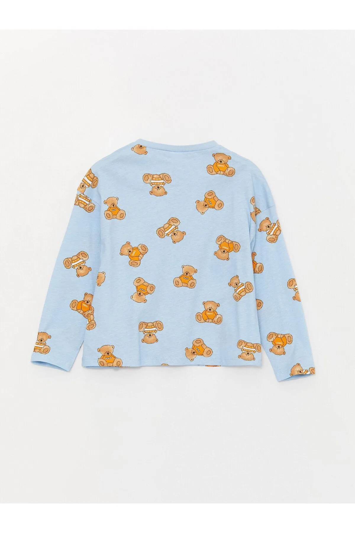 LC Waikiki  Bedrucktes Langarm-Pyjama-Set für Mädchen mit Rundhalsausschnitt