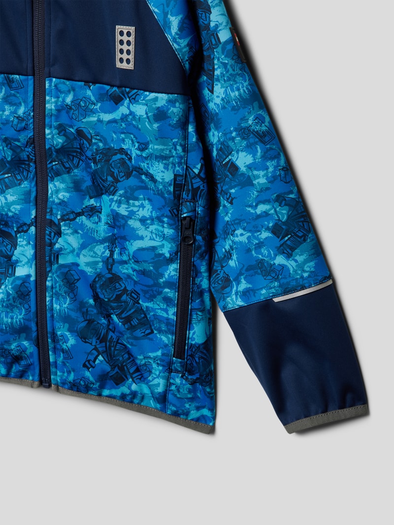 Jacke mit Motiv-Print Modell 'STORM' in marineblau