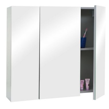 MCW Badezimmerspiegelschrank MCW-B19b-80 mit Ablageflächen, Hochglanz-Optik