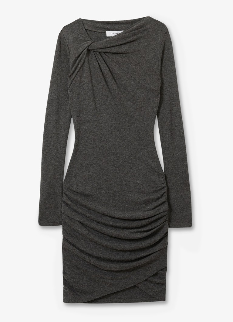 Reiss Vesta fine-knit mini dress in wool blend with pleat detail