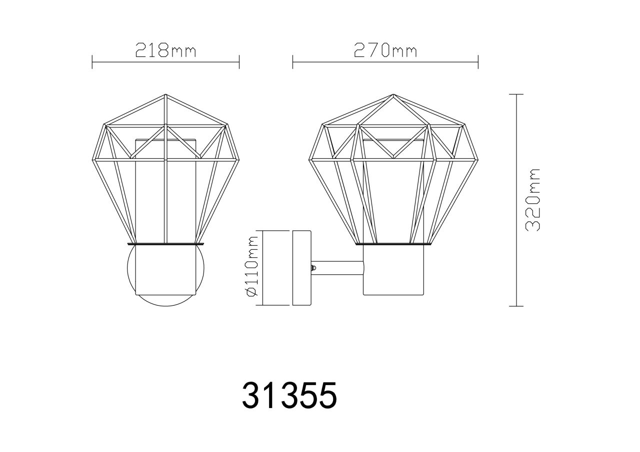 Globo Lighting - HORACE - Außenleuchte Edelstahl schwarz, 1x E27 LED