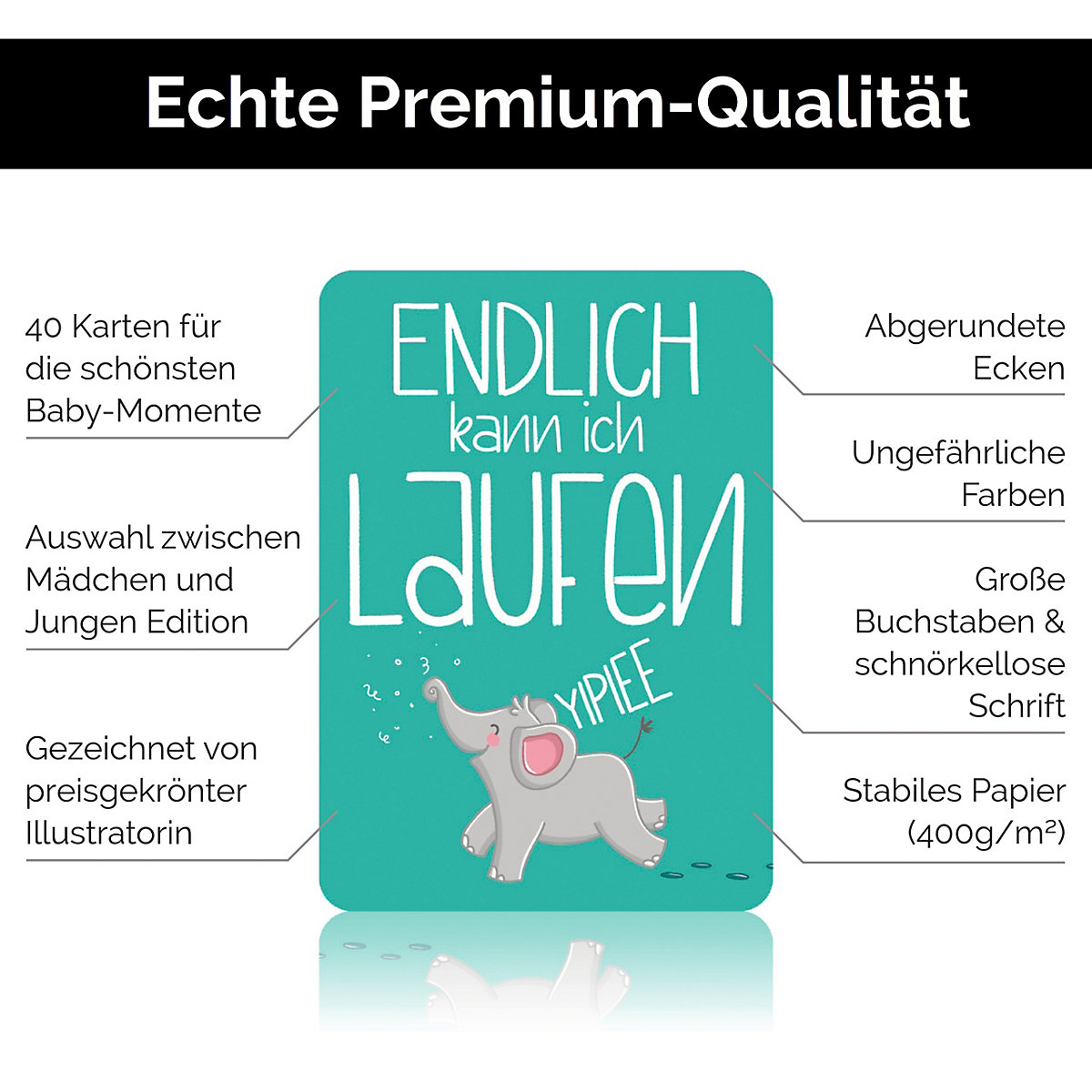 Baby Meilensteinkarten - 40 Karten I Geschenk zur Babyparty, Geburt und Taufe I Motive für Junge oder Mädchen