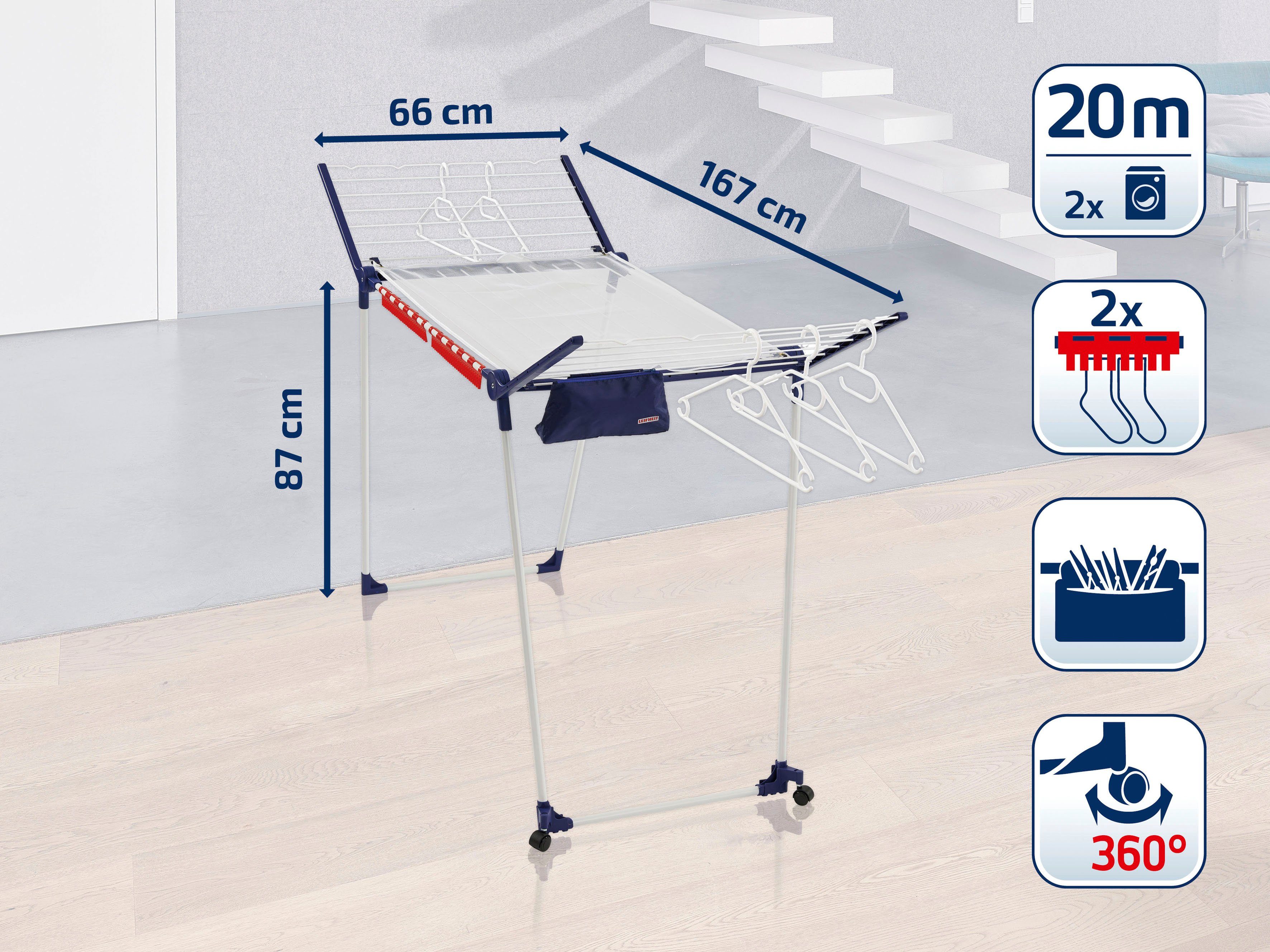 Leifheit Wäscheständer Pegasus 200 Solid Deluxe Mobile