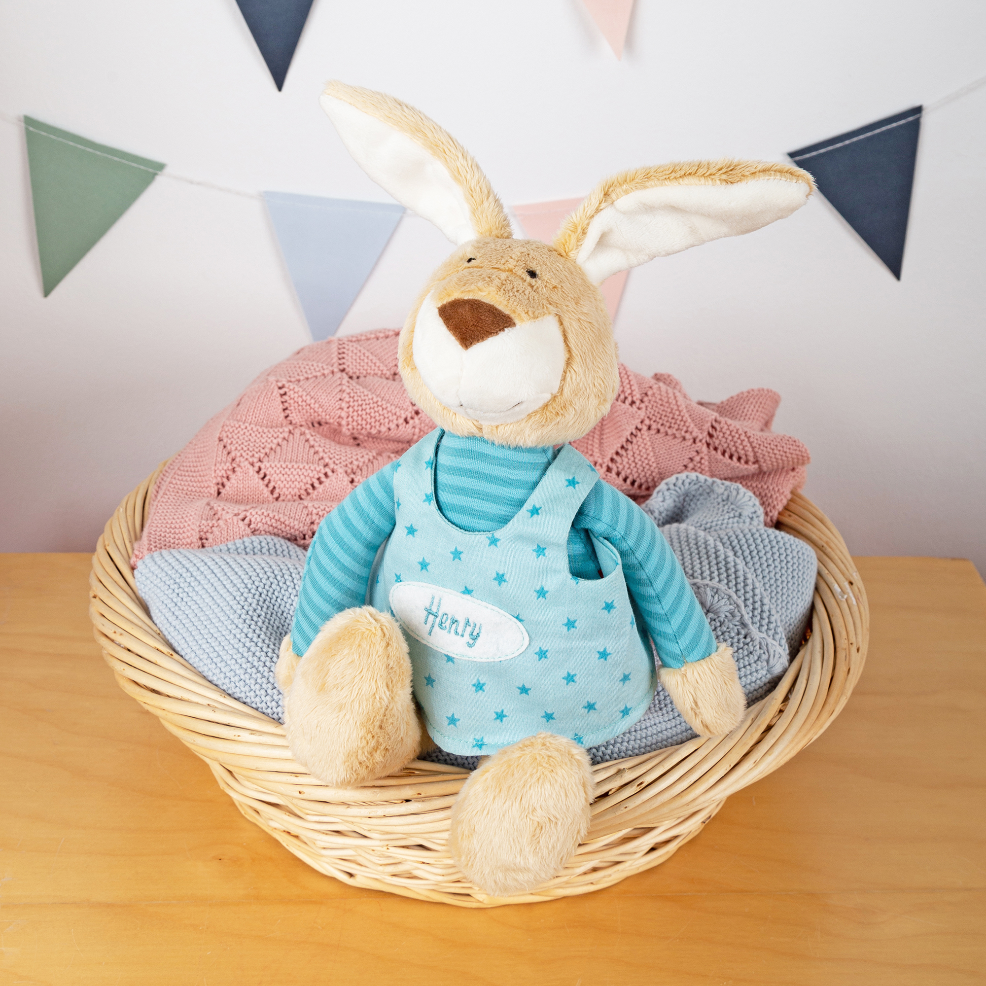 Namensspieluhr Hase türkis