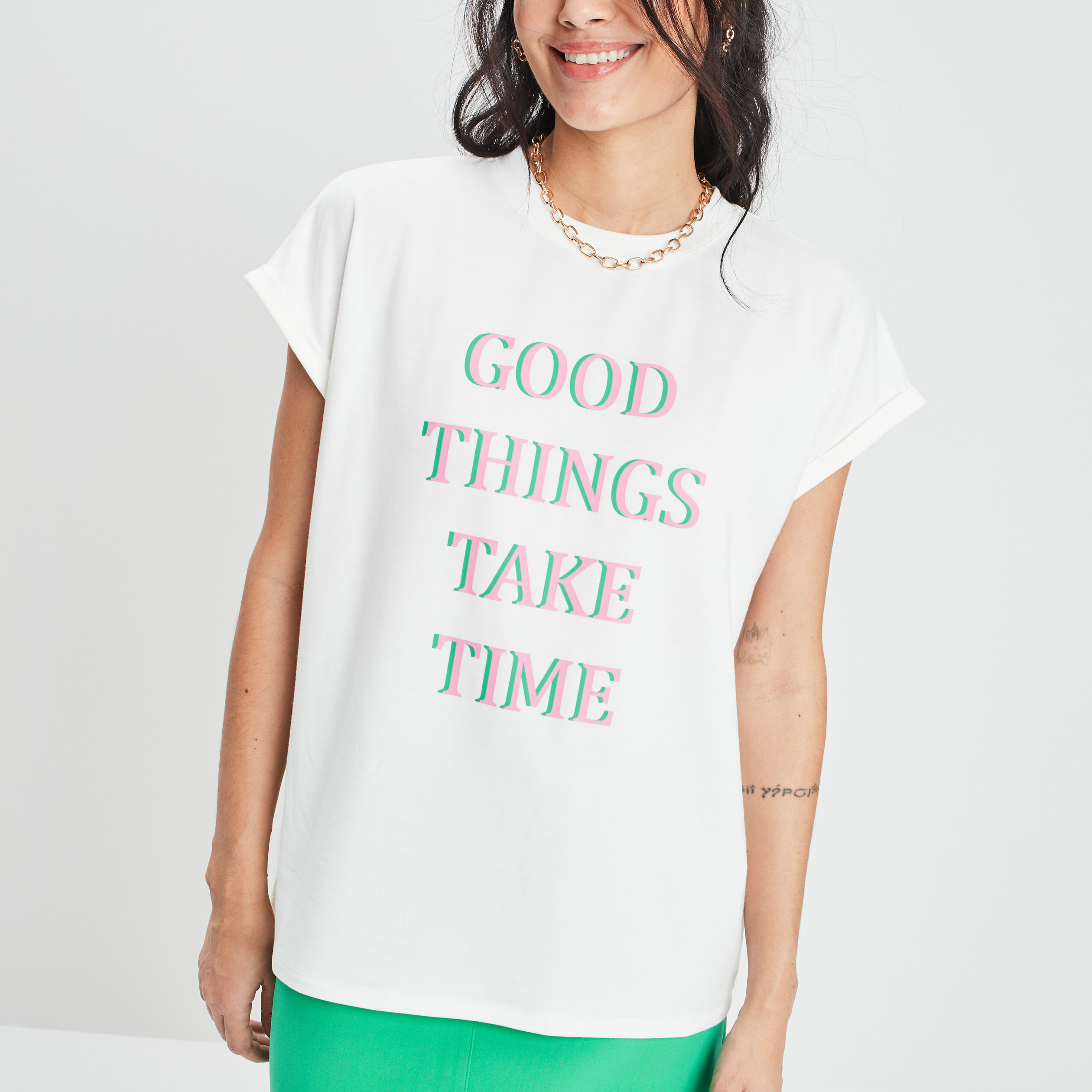 T-shirt manches courtes ivoire femme | La Halle