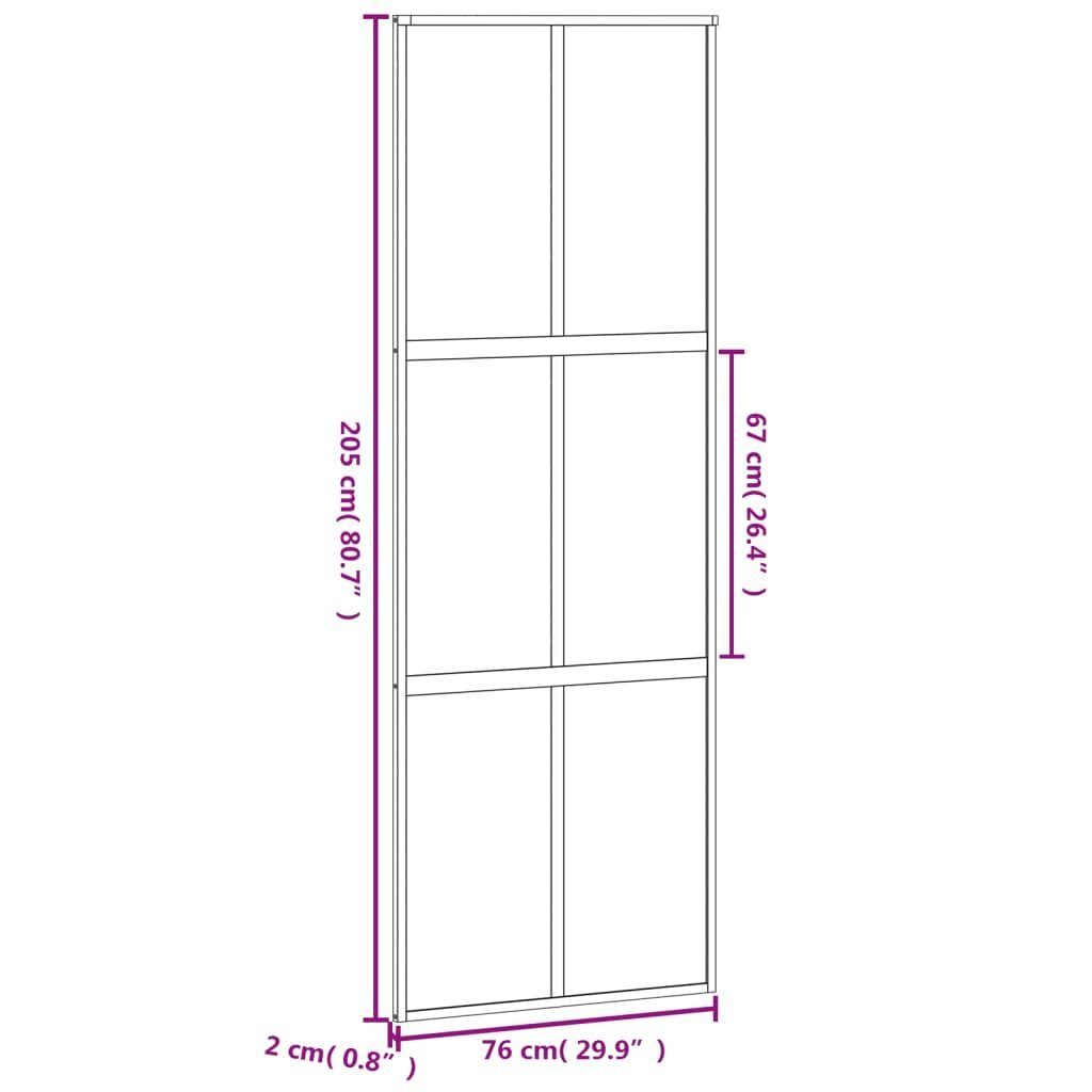 vidaXL Zimmertür Schiebetür Zimmertür Innentür Glas Schwarz 76x205 cm Hartglas und Alum