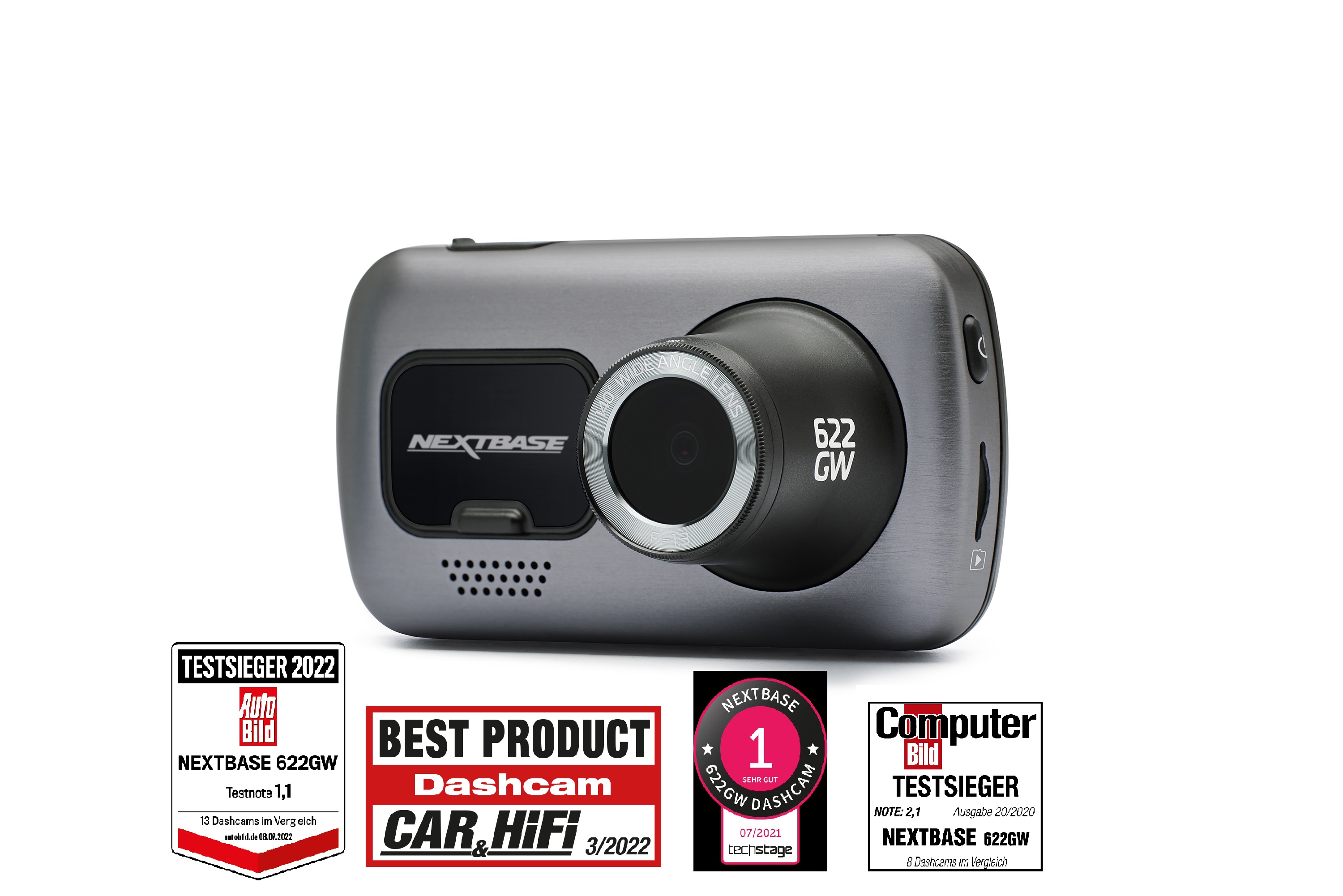Nextbase Dashcam 622GW, mit 4k, 3" Touchscreen, WLAN 5GHZ, Super Slow Motion mit 120 FPS, Digitale Bildstabilisierung, what3words, 140° Weitwinkel, SOS-Notruffunktion, G-Sensor, GPS, Alexa, uvm. - ATU