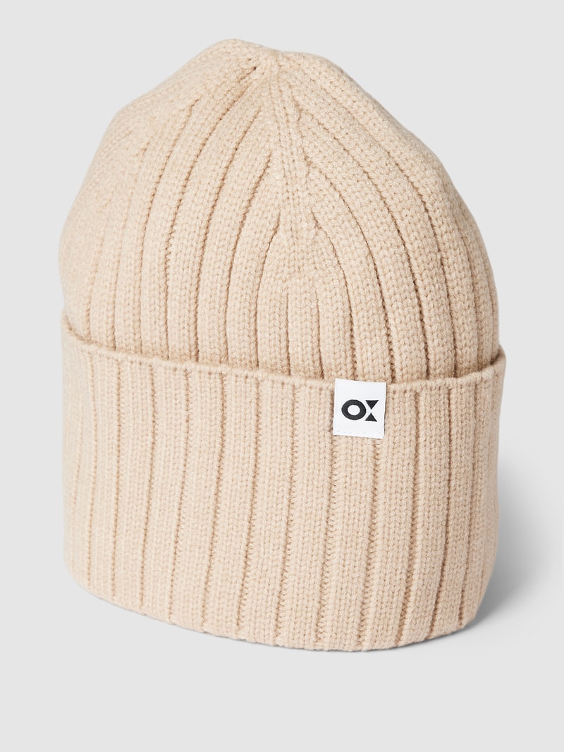Beanie mit breitem Umschlag Modell 'Adela' in beige meliert