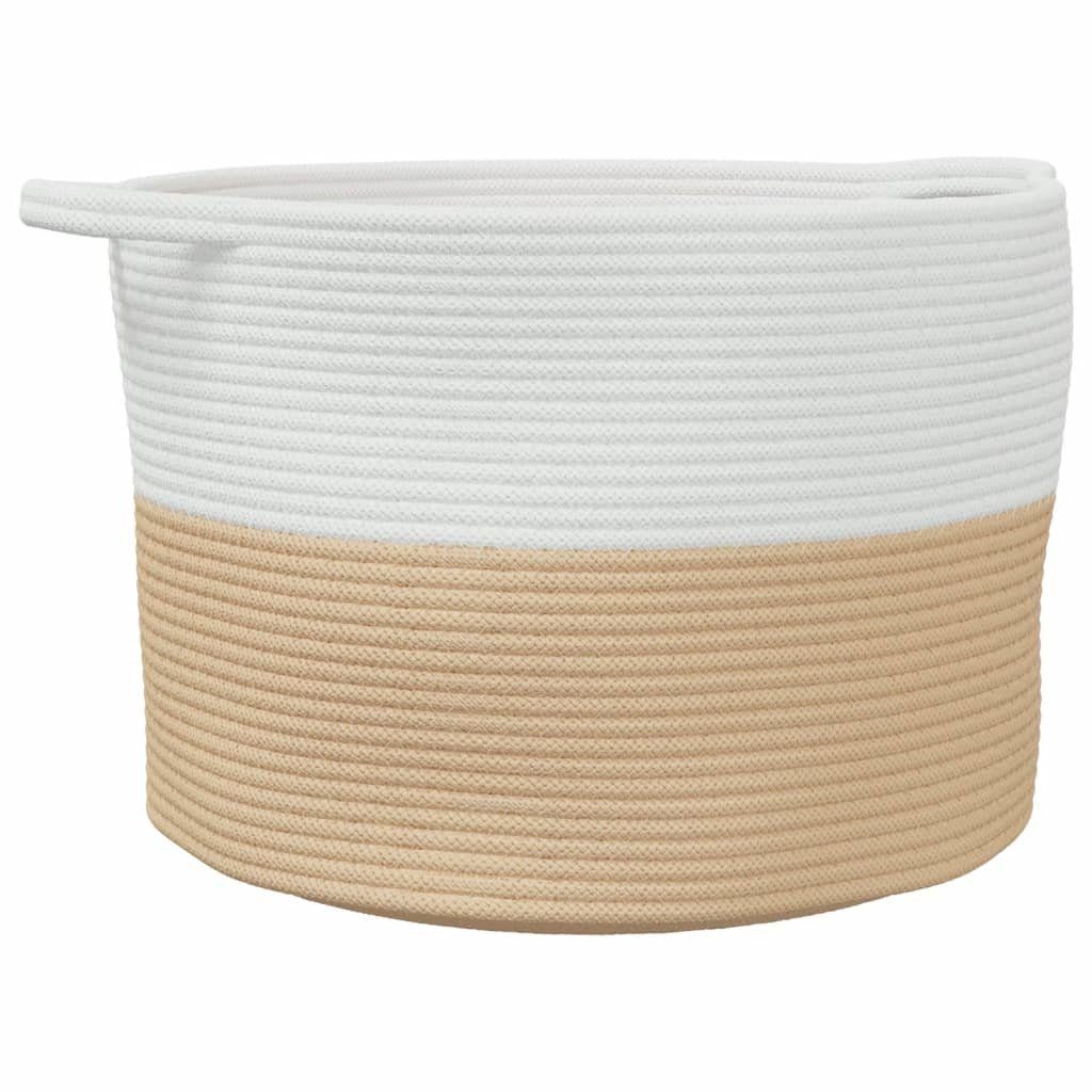vidaXL Wäschekorb Wäschekorb Beige und Weiß Ø55x36 cm Baumwolle