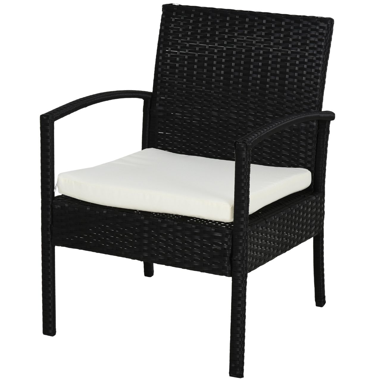 Outsunny Polyrattan Sitzgruppe Garnitur Lounge Sofa Gartenset 7 tlg. mit Kissen, Schwarz
