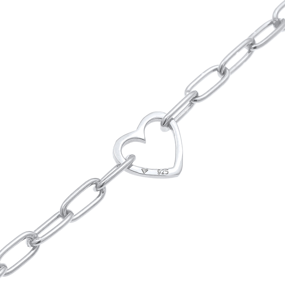 Elli Elli Bracelet Chaîne maille coeur pour femme tendance ovale en argent sterling 92 Bracelet