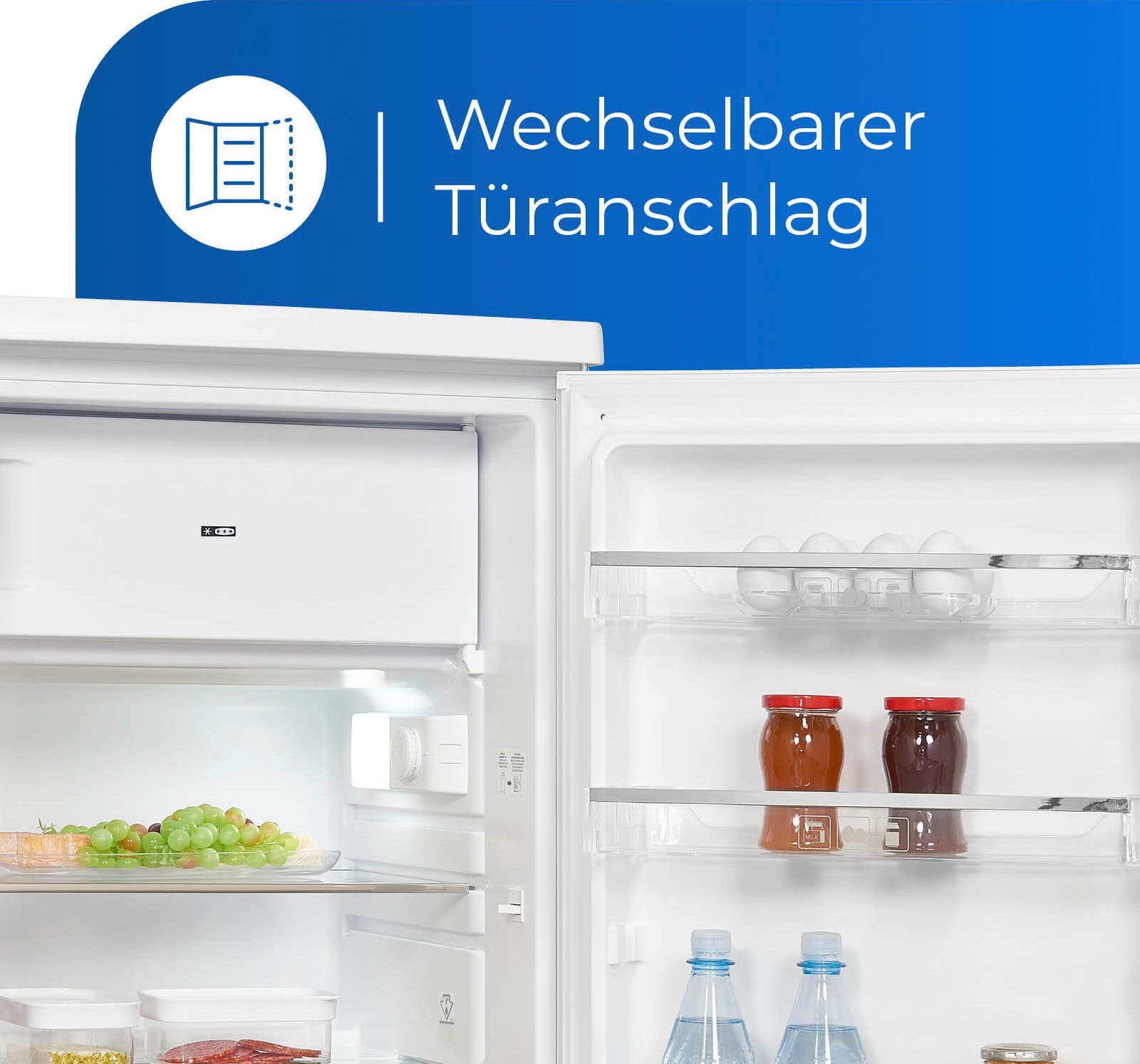exquisit Kühlschrank KS16-4-HE-040D weiss, 85 cm hoch, 55 cm breit