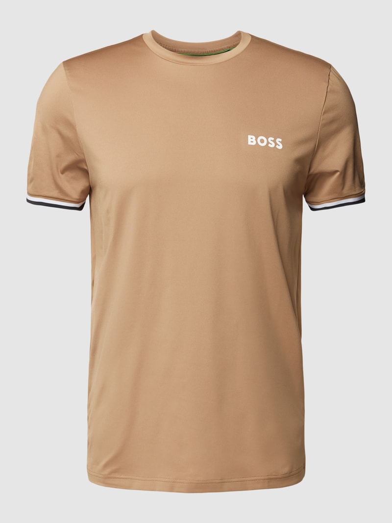T-Shirt mit Label-Print in beige