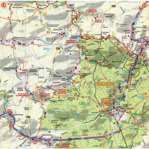 Sächsischer Jakobsweg an der Frankenstraße. Radwander- und Wanderkarte - Wanderkarte